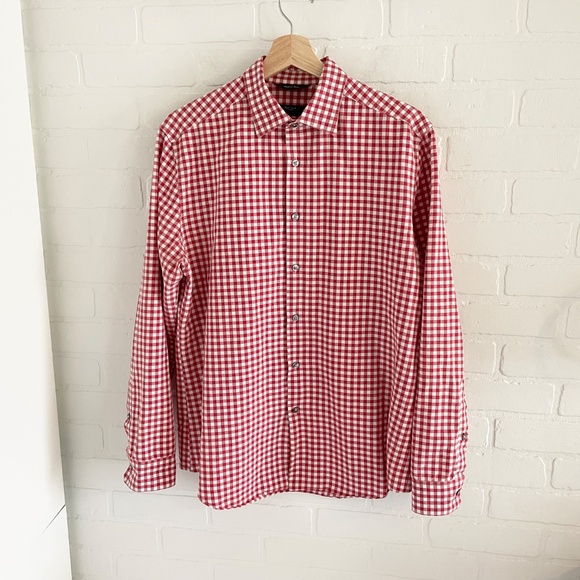 Paul Smith Byard Button down Shirt Red white Gingham Picnic Cotton Designer Sz L - Picture 8 of 14